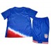 Echipament fotbal Statele Unite Tricou Deplasare Copa America 2024 pentru copii maneca scurta (+ Pantaloni scurti)